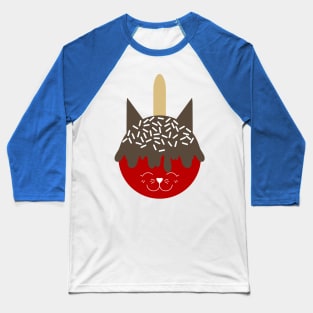 Candy Apple Cat With Background Baseball T-Shirt